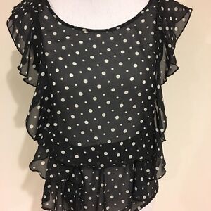 Myth Sheer Polka Dot Ruffled Blouse Size S